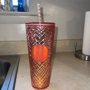 LIMITED EDITION 2021 starbucks iced cup 24oz rose gold crystal